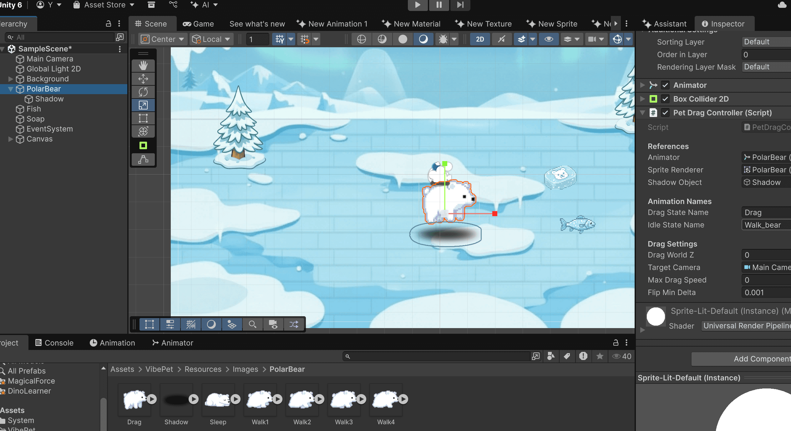 Vibe Unity 製作的寵物互動遊戲畫面